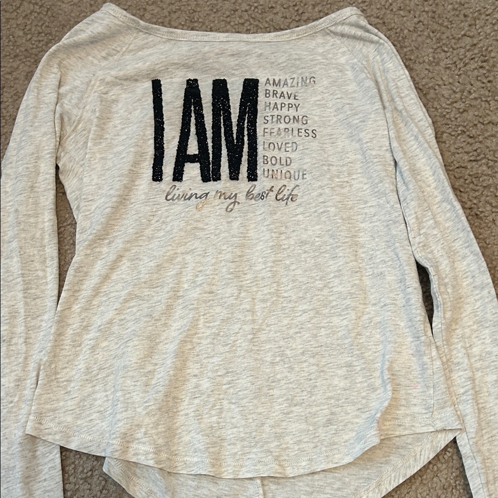 Gray Long Sleeve Graphic Top